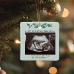 Merry Christmas Grandma Pregnancy Ultrasound Photo Ceramic Ornament<br><div class="desc">It's always a good time to share this exciting news with your nearest and dearest. Perfect Christmas gift idea for the grandma to be with ultrasound photo. Customize this unique announcement display, add your details and let everyone know about this special news. Great gift for new parents and baby showers....</div>