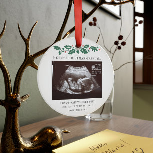 Merry Christmas Grandma Pregnancy Ultrasound Photo Ornament