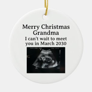 Merry Christmas Grandma Ultrasound Pregnancy Ceramic Ornament