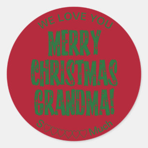 Merry Christmas Grandma We Love You Classic Round Sticker