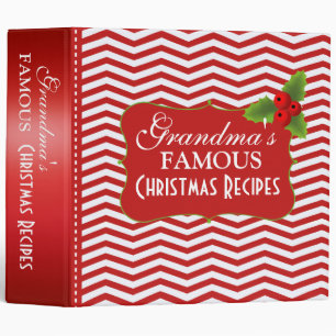 Merry Christmas Grandma's Recipes Chevron 3 Ring Binder