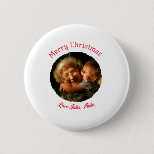 Merry Christmas grandmother daughter photo circle Button