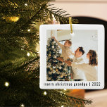 Merry Christmas Grandpa 2022 | Two Photo  Ceramic Ornament<br><div class="desc">Merry Christmas Grandpa 2022 | Two Photo</div>