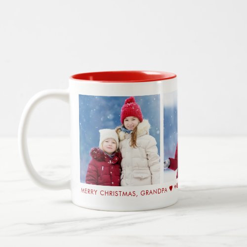 Merry Christmas Grandpa 3 Photo Custom Coffee Mug