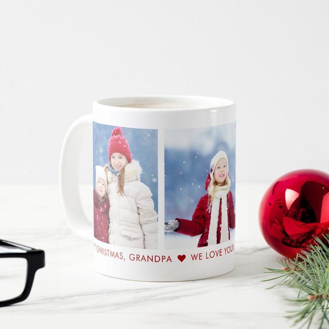 Merry Christmas Grandpa 3 Photo Custom Coffee Mug (Creator Uploaded)