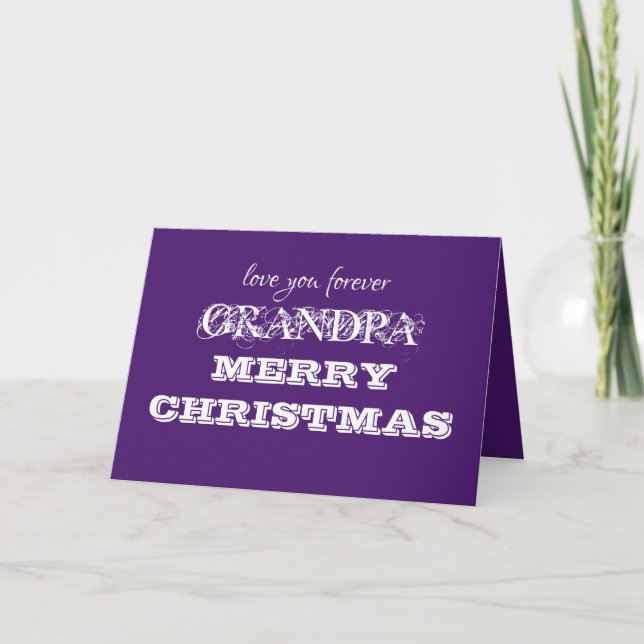 Merry Christmas Grandpa Classic Script Name Chic Card (Front)