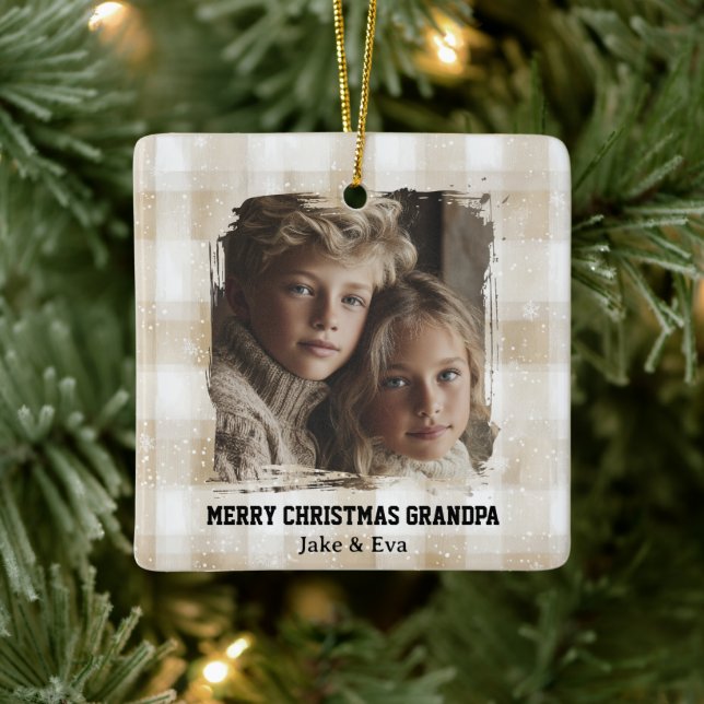Merry Christmas Grandpa | Family Photo Ornament (Tree)