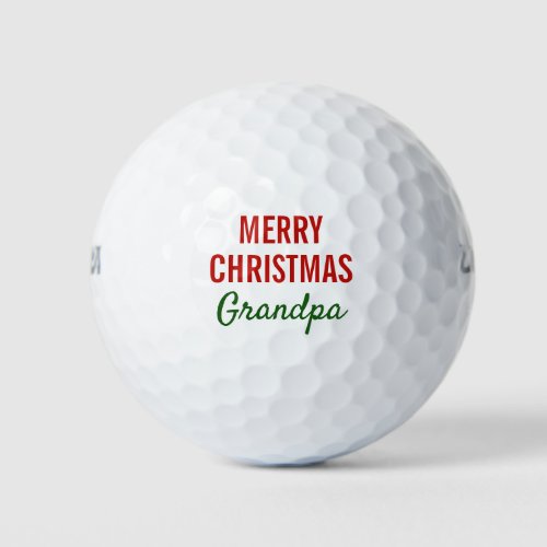 Merry Christmas Grandpa Modern Typography Golf Balls