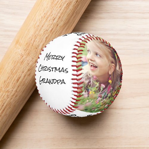 Merry Christmas Grandpa Photo Baseball