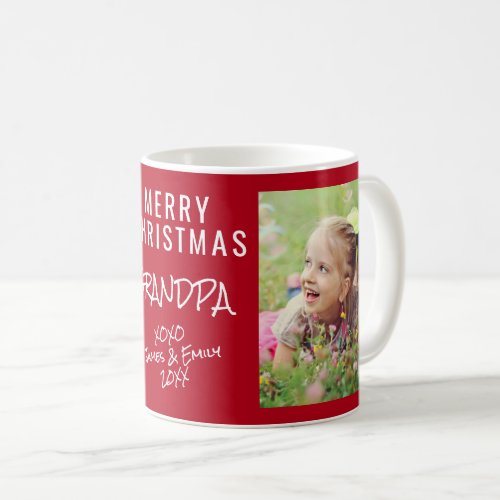 Merry Christmas Grandpa Photo Red Coffee Mug