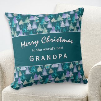 Merry Christmas Grandpa Watercolor Trees Custom