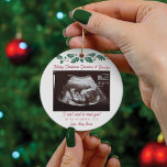 Merry Christmas Grandparents Ultrasound Pregnancy Ceramic Ornament<br><div class="desc">It's always a good time to share this exciting news with your nearest and dearest. Perfect Christmas gift idea for the grandma to be with ultrasound photo. Customize this unique announcement display, add your details and let everyone know about this special news. Great gift for new parents and baby showers....</div>