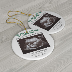Merry Christmas Grandparents Ultrasound Pregnancy Ceramic Ornament