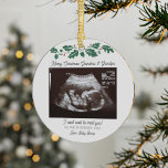 Merry Christmas Grandparents Ultrasound Pregnancy Ornament<br><div class="desc">It's always a good time to share this exciting news with your nearest and dearest. Perfect Christmas gift idea for the grandma to be with ultrasound photo. Customize this unique announcement display, add your details and let everyone know about this special news. Great gift for new parents and baby showers....</div>