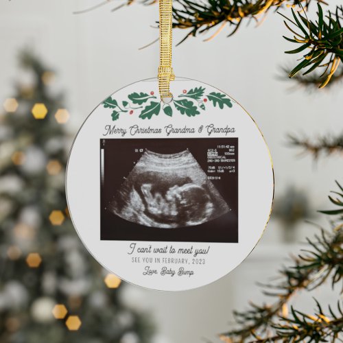 Merry Christmas Grandparents Ultrasound Pregnancy Ornament