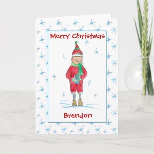 Merry Christmas Grandson Holiday Elf Custom Name
