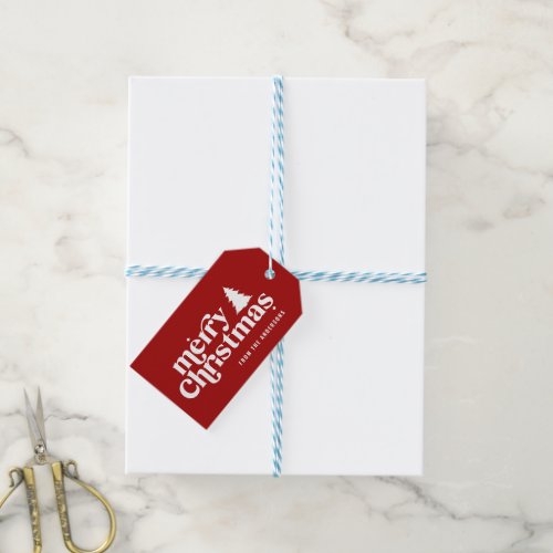 Merry Christmas graphic retro font holiday Gift Tags