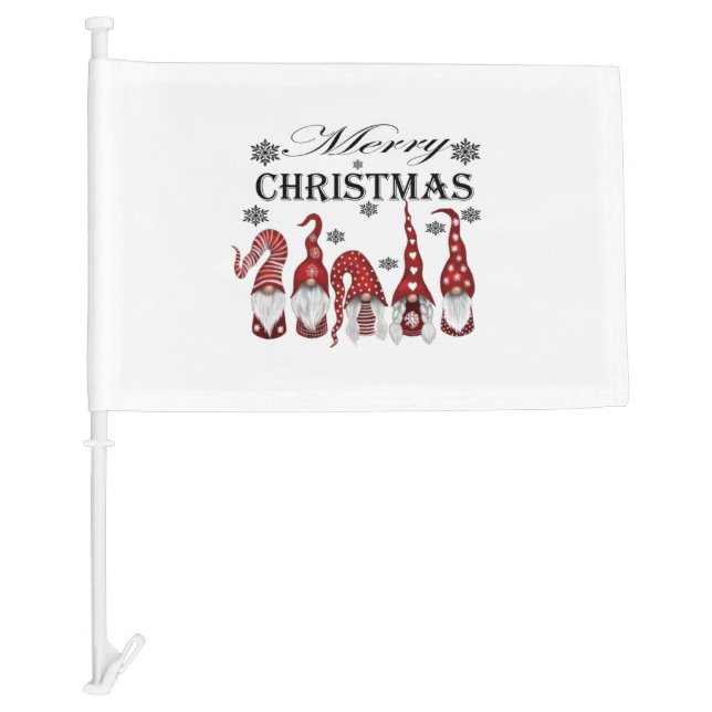 Merry Christmas Graphic Tee Shirt Car Flag (Front)