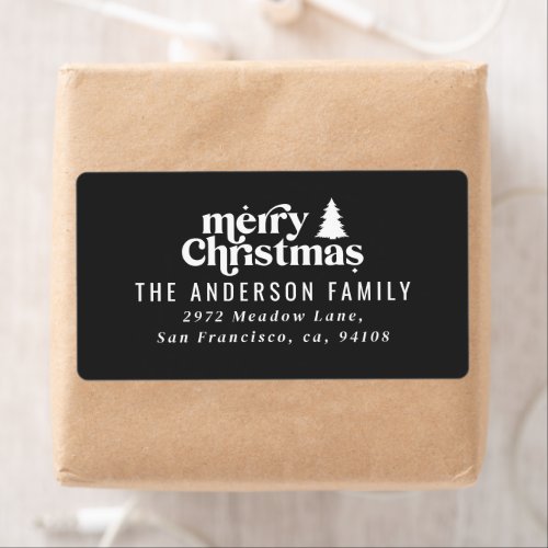 Merry Christmas graphic tree retro black Label