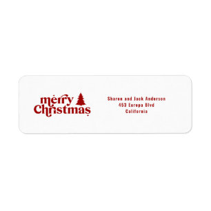 Merry Christmas graphic tree retro font Label