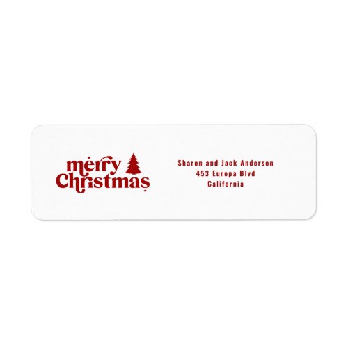 Merry Christmas graphic tree retro font Label