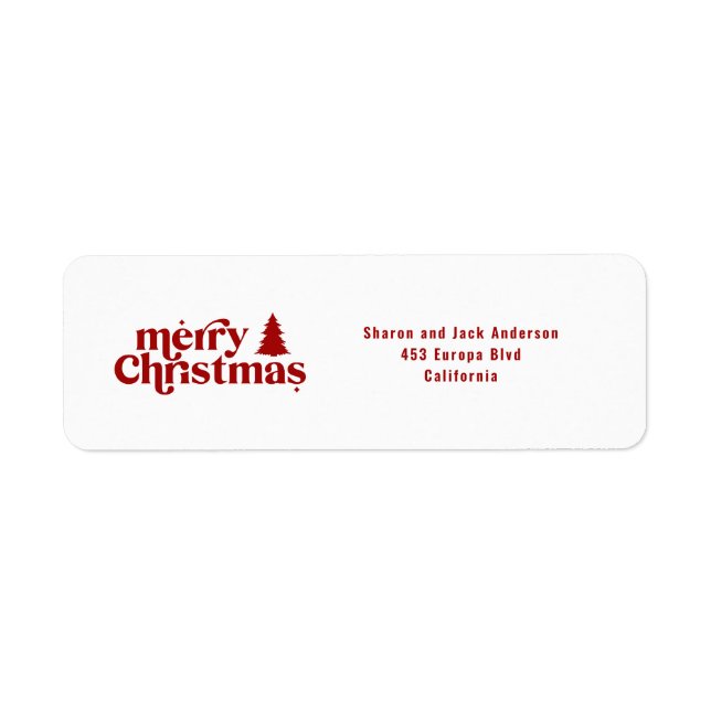 Merry Christmas graphic tree retro font Label (Front)