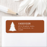 Merry Christmas graphic tree retro terracotta Label<br><div class="desc">Merriest Christmas graphic terracotta typography holiday address label design. With modern hand drawn text and tree</div>