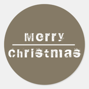 Merry Christmas Gray and White Holiday Classic Round Sticker