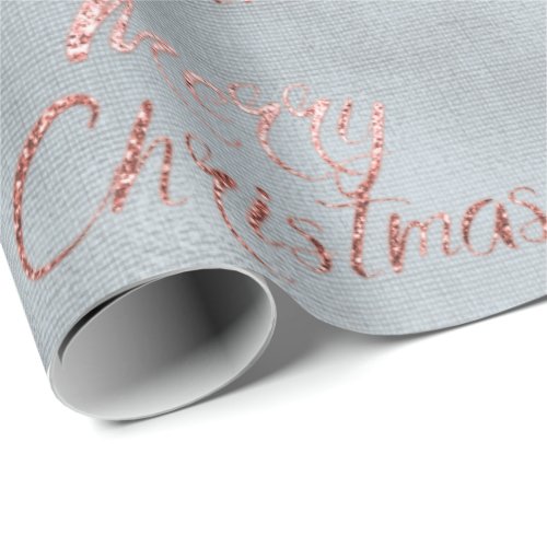 Merry Christmas Gray Blue Pink Burlap Line Cottage Wrapping Paper