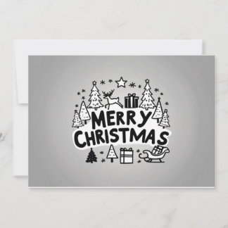 Merry christmas gray greeting card