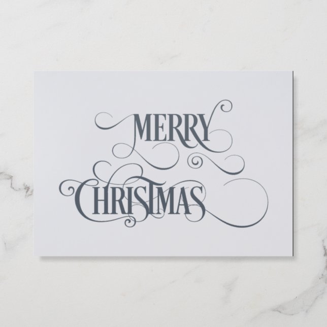 Merry Christmas Gray Letterpress Card (Front)