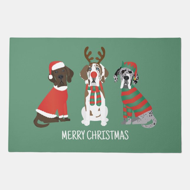 Merry Christmas Great Dane Dogs Doormat (Front)