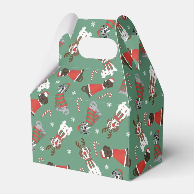 Merry Christmas Great Dane Dogs Favor Boxes (Front Side)
