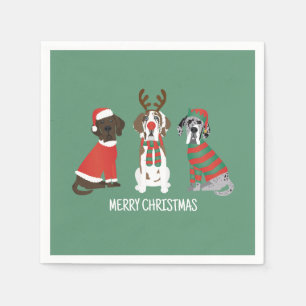 Merry Christmas Great Dane Dogs Napkins