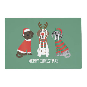 Merry Christmas Great Dane Dogs Placemat