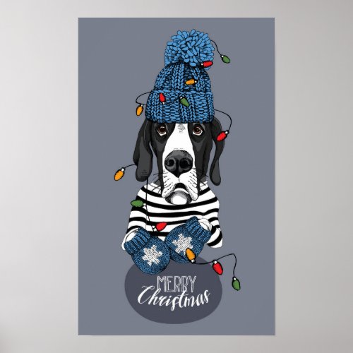 Merry Christmas Great Dane Poster
