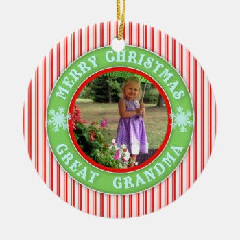 Merry Christmas Great Grandma Dated Photo Ceramic Ornament by ornamentcentral at Zazzle