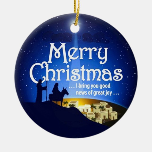 Merry Christmas Great Joy Luke 2:10 Ornament (Front)