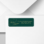 Merry Christmas green and gold return address  Label<br><div class="desc">Chic calligraphy script Merry Christmas elegant forest green gold return address label.</div>