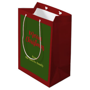 Merry Christmas Green and Red Minimal Medium Gift Bag