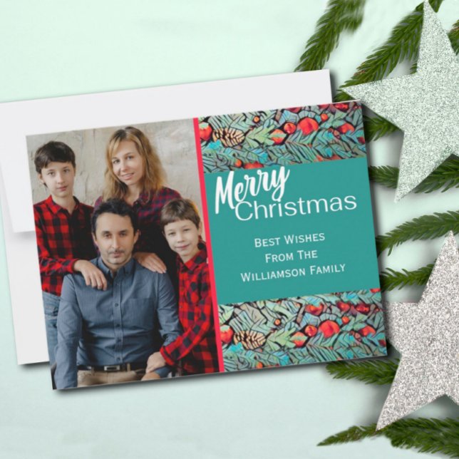 Merry Christmas Green and Red Photo  Postcard (Creator Uploaded)