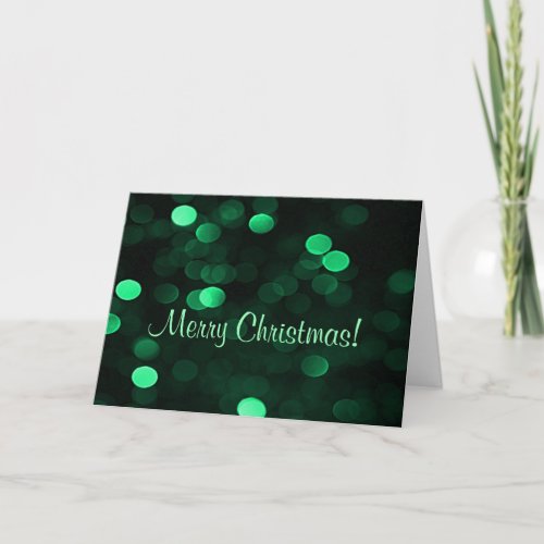 Merry Christmas Green Bokeh Lights Generic Bulk Holiday Card