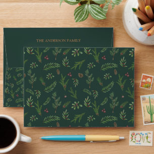 Merry Christmas Green botanical elegant modern Envelope