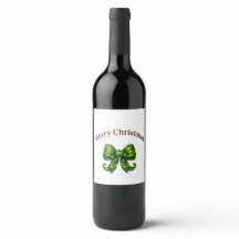 Merry Christmas Green Bow Holiday Napkin