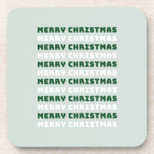 Merry Christmas, Green Christmas Art, Holiday Beverage Coaster