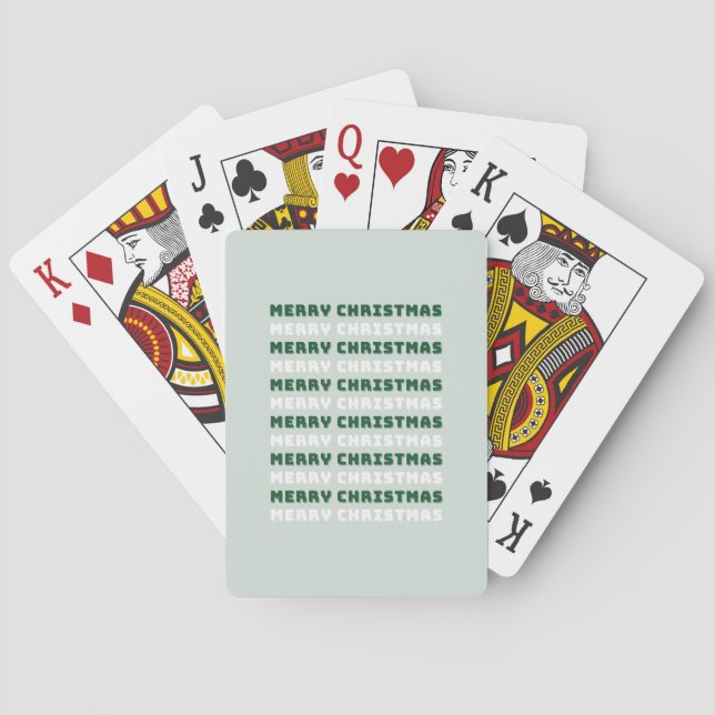 Merry Christmas, Green Christmas Art, Holiday Poker Cards (Back)