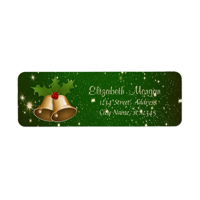 Merry Christmas,Green, Christmas Bells Label (Front)