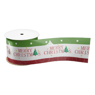 Merry Christmas Green Dot Stripe and Red Stripe S Satin Ribbon