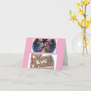 Merry Christmas green family photo Holiday Card