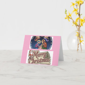 Merry Christmas green family photo Holiday Card